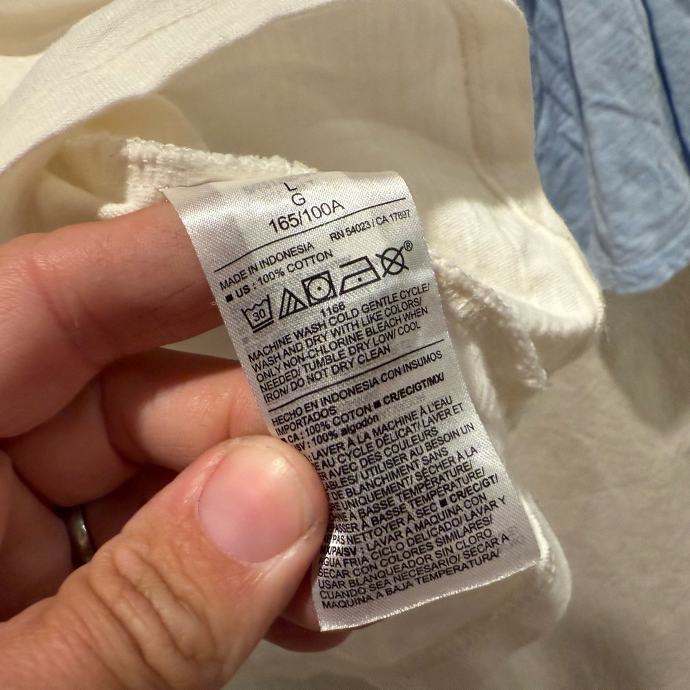 Women’s 100% Cotton Old Navy Square Neck Puff Sleeve Top - White and Light Blue - Picture 6 of 7